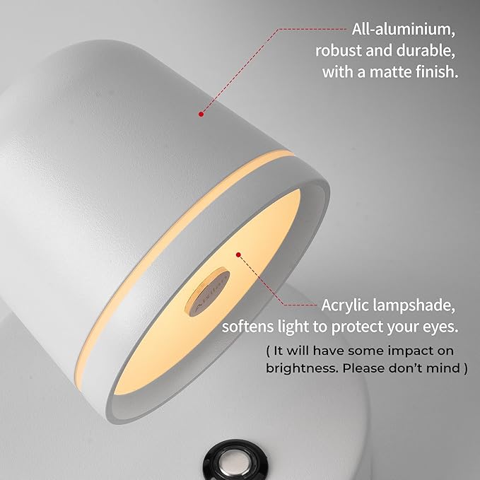 Aisilan LED Wall Sconce with Switch Plug in Dimmable Bedroom Sconce Adjustable Sconce Wall Lighting Angle Anti-Glare Matte White Aluminum Bedside Wall Lights for Living Room 7W White