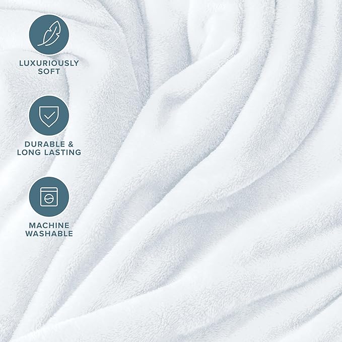 Bare Home Fleece Blanket - Throw/Travel - Ultra-Soft Lightweight for Bed, Sofa, and Couch - Luxury Microplush - Cozy Warm Blanket (Throw/Travel, White)