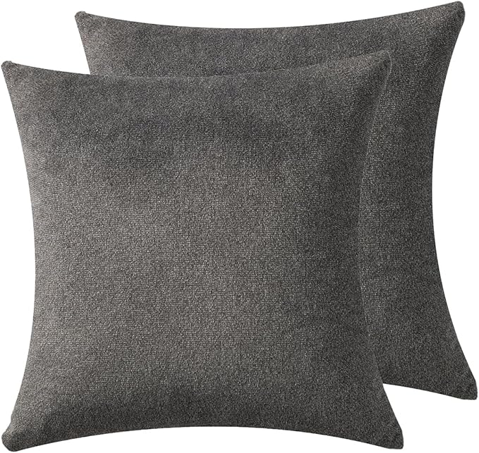 Throw Couch Pillow with Insert 18x18 Inches Set of 2 Square, Cute Modern Home Fall Decor for Living Room Sofa Bed Cushion Accent Case, Anthropologie Style Home Decor (Agate Gray #P2-15)