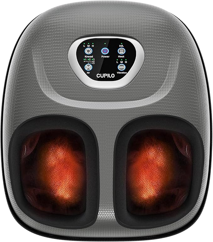 Foot Massager with Heat, FSA HSA Eligible Shiatsu Foot Massager Machine for Plantar Fasciitis, Adjustable Vibration & Pressure for Neuropathy Pain, Women Men Gifts, Fits Up to 12"(Gray)