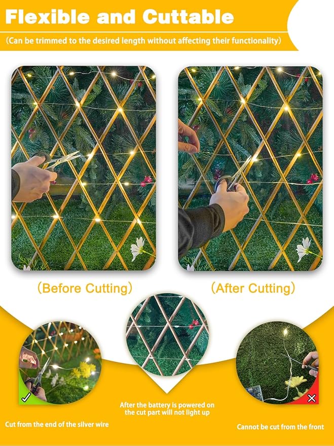 2 Pack 200LED Battery Operated Fairy Lights with Remote, 8 Modes LED String Lights with Timer, Dimmable, Memory Function, Waterproof Twinkle Lights for Outdoor Indoor Christmas Decor(Warm White)