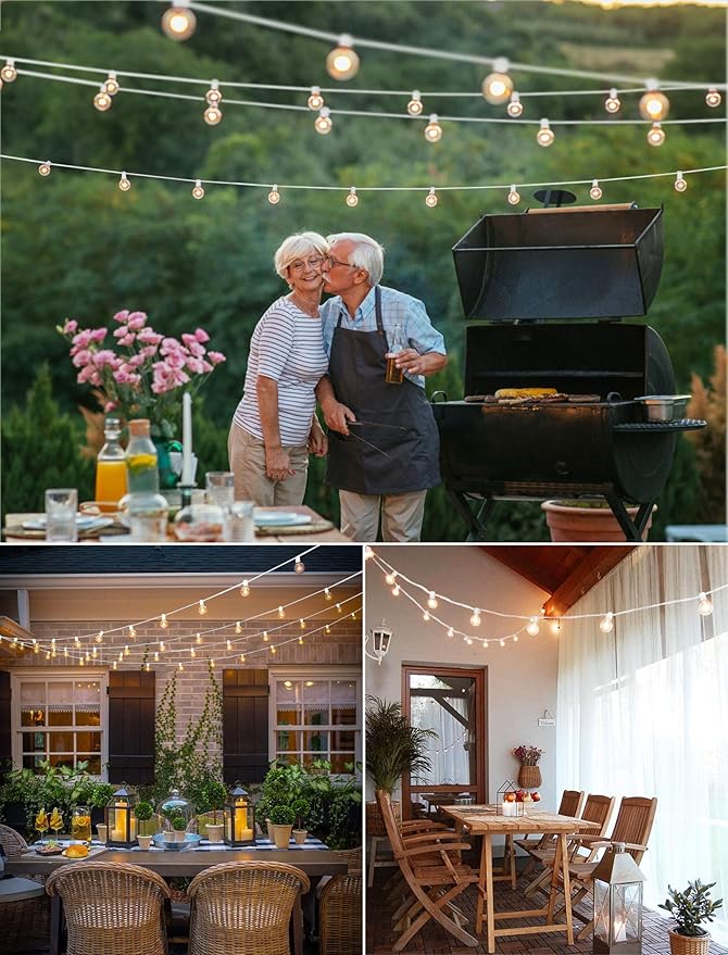 Brightown 25 Feet LED Outdoor String Lights with Shatterproof G40 Edison Bulbs, Connectable and Weatherproof Strand, Commercial Grade Patio Lights for Backyard Garden Patio Decorative, White