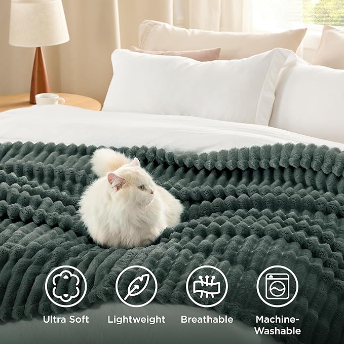 Bedsure GentleSoft Mallard Green Fleece Blanket for Couch - Cozy Soft Blankets for Women, Cute Small Throws for Girls, 50x70 Inches