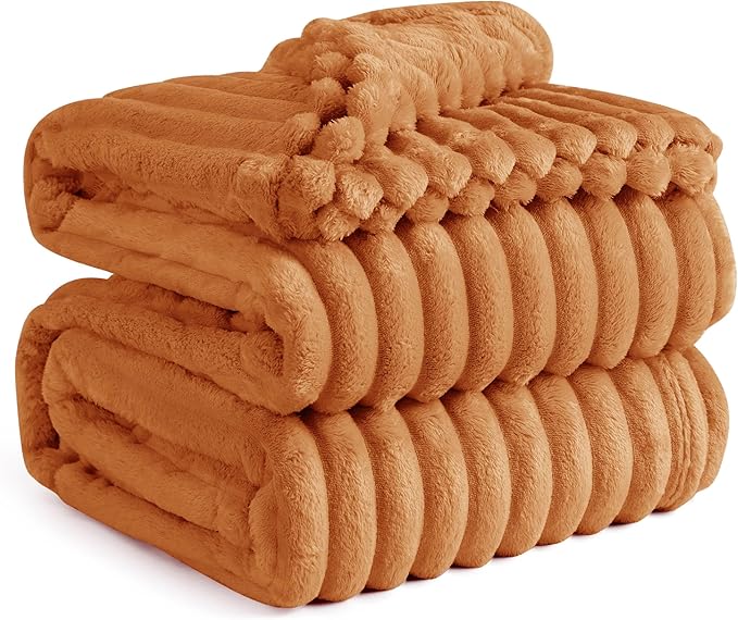 Bedsure GentleSoft Burnt Orange California King Size Blanket for Couch - Cozy Soft Fall Blankets for Women, Cute Small Fleece Throws for Girls, 102x96 Inches
