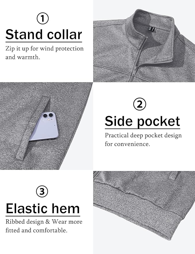 MAGCOMSEN Men's Track Jackets Lightweight Full-Zip Casual Coat Workout Running Athletic Active Jacket With Pockets