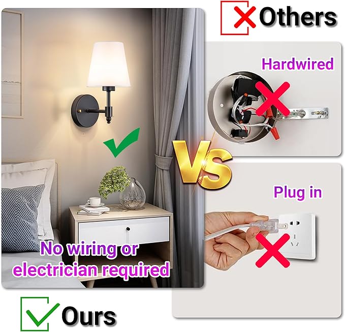 Battery Operated Wall Sconces Set of Two, Rechargeable Wireless Wall Lights with 10000mAh RGB Dimmable Detachable Bulb, Battery Sconces Wall Decor with Remote for Bedroom Living Room Hallway