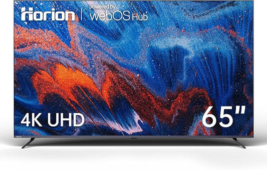 HORION 65 Inch Smart TV, 4K UHD LED TV with WebOS 22, Ultra Slim Television with Mega Contrast, HDR10, Dolby Audio, Streaming Live, Compatible with Miracast and Airplay (P6D Series, 2025)