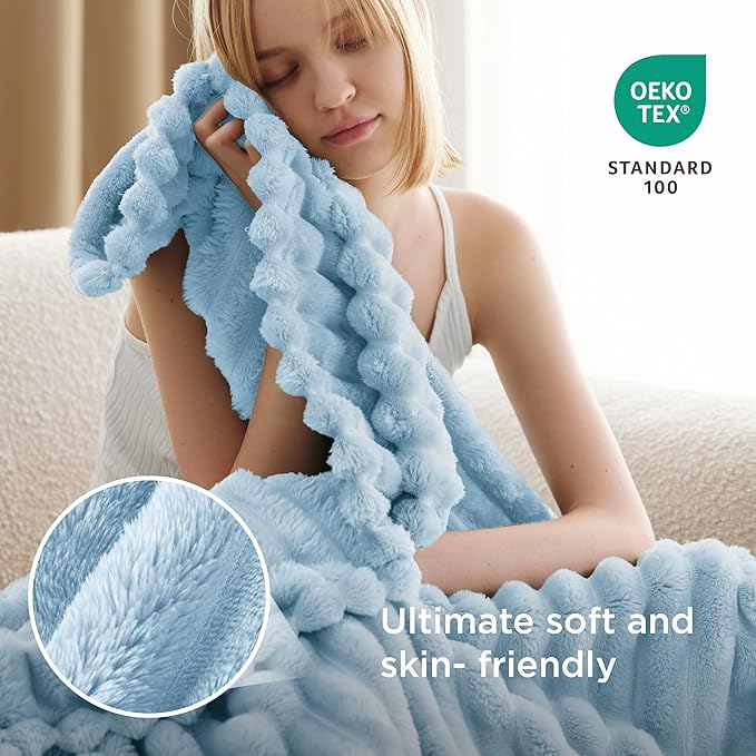 Bedsure GentleSoft Blue Twin XL Blanket for Bed - Cozy Soft Blankets for Women, Cute Small Fleece Throws for Girls, Birthday Gifts for Women Decor Gifts, Light Blue, 66x90 Inches