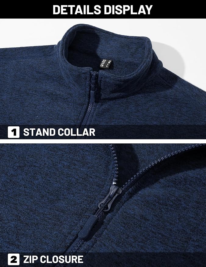 TACVASEN Men's Fleece Jackets Full Zip Lightweight Jacket Casual Soft Warm Coats with Pockets