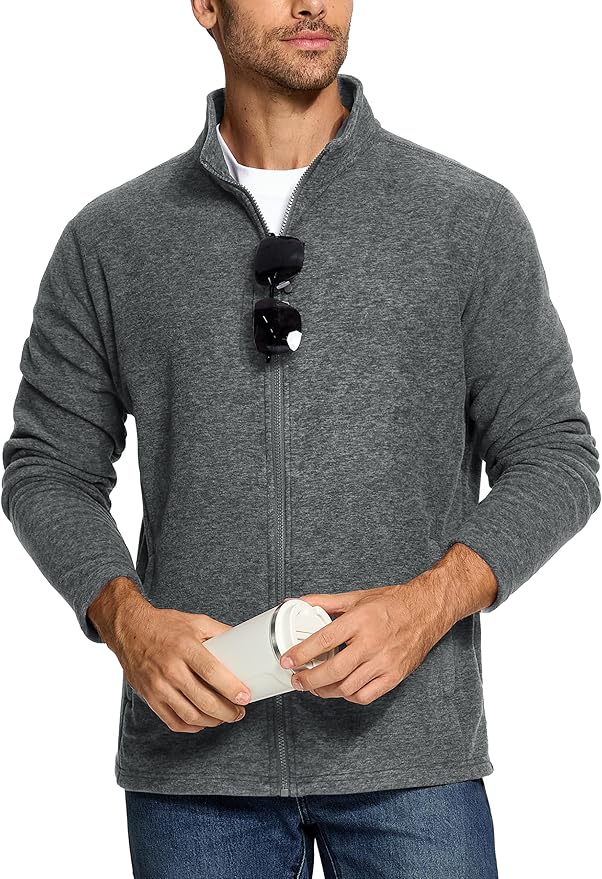 TACVASEN Men's Fleece Jackets Full Zip Lightweight Jacket Casual Soft Warm Coats with Pockets