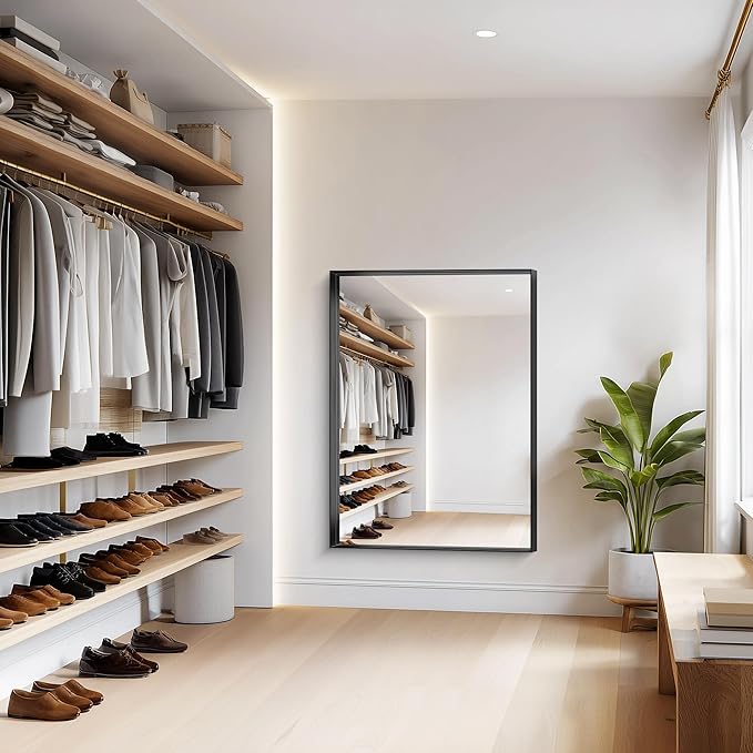 Black Bathroom Mirror, 36x48 Inch Rectangular Deep Frame Mirror, Large Wall Mounted Bathroom Vanity Mirror Over Sink for Bedroom,Restroom, Living Room, Hangs Vertically or Horizontally