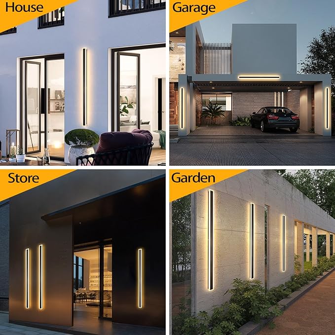 79 Inch Modern Outdoor Wall Light IP65 Waterproof Exterior Wall Sconce 3000K LED House Lights, Exterior Wall Lighting, Anti-Rust Linear Long Outdoor Light