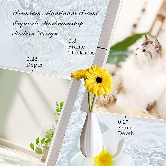 30x30 Inch Nickel Bathroom Mirror for Wall, Aluminum Frame Rectangle Rectangular Vanity Mirror, Modern Large for Bedroom, Living Room, Horizontal or Vertical