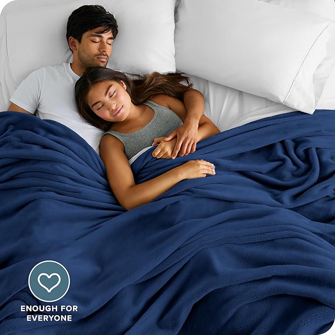 Bare Home Fleece Blanket - Giant Size - Ultra-Soft Lightweight for Bed, Sofa, and Couch - Luxury Microplush - Cozy Warm Blanket (Giant, Dark Blue)