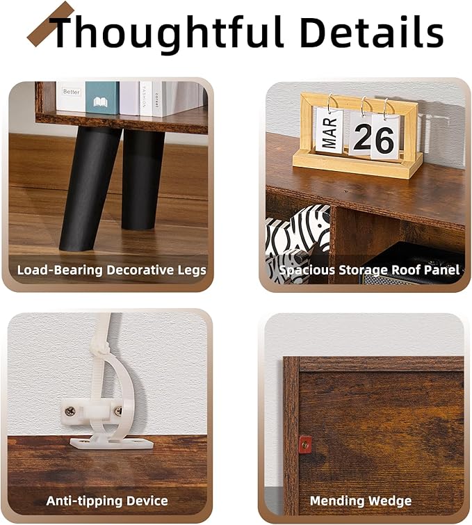 LEYAOYAO 10 Cube Bookshelf,3 Tier Modern Wide Bookcase with Legs,Mid-Century Wood Bookshelfs Storage，Brown Large Book Case,Freestanding Organizer Display Shelf for Bedroom,Living Room,Office