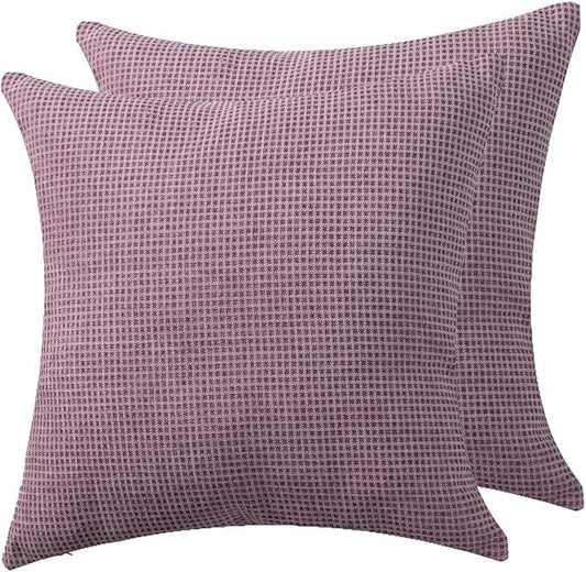 Throw Couch Pillow with Insert 18x18 Inches Set of 2 Square, Cute Modern Home Fall Decor for Living Room Sofa Bed Cushion Accent Case, Anthropologie Style Home Decor (Romantic Pink #P2-21)