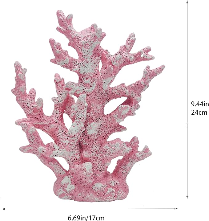 Beach Coastal Decor Coral Reef Home Decor Coral Statue Sculpture Home,Desk,Bathroom,Desktop Shelf Statue,Marine Themed Gifts (Pink Coral)
