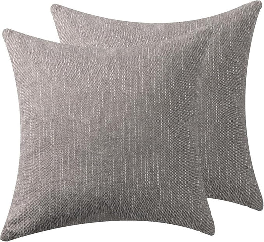 Throw Pillow with Insert 18x18 Inch Set of 2 - Modern Fall Home Decor for Living Room Sofa, Bed - Cute Square Accent Cases - Anthropologie Style Decor (Metallic Gray #P1-11)