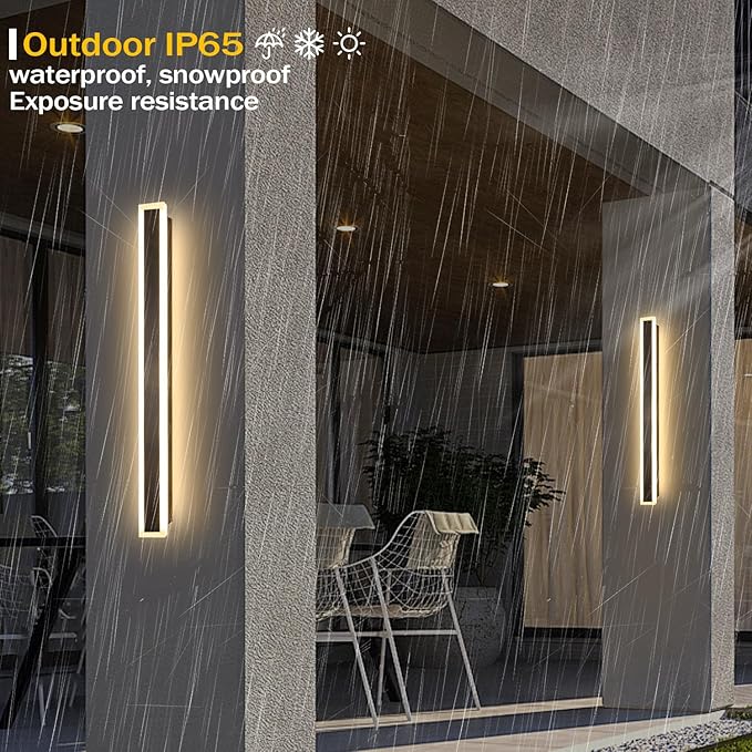 31.5 Inch Long Porch Lights Outdoor, 2 PCS Modern Outdoor Wall Light 3000K-6000K Dimmable Wall Light IP65 Waterproof Exterior Wall Sconce Long Wall Lights for Porch Garage Patio Garden