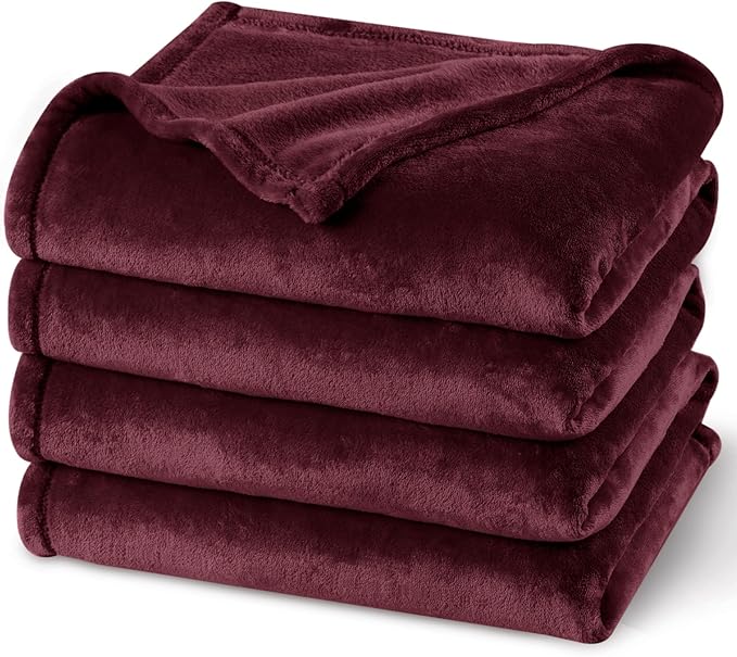 PHF Ultra Soft Fleece Blanket King Size, No Shed No Pilling Luxury Plush Cozy 300GSM Lightweight Blanket for Bed, Couch, Chair, Sofa Suitable for All Season, 108" x 90", Wine Red/Burgundy