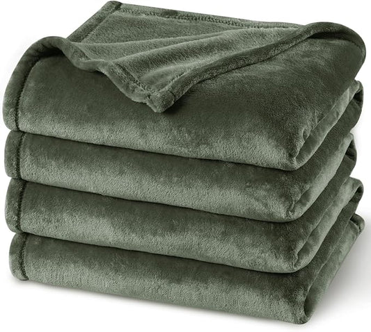 PHF Ultra Soft Fleece Blanket Twin Size, No Shed No Pilling Luxury Plush Cozy 300GSM Lightweight Twin XL Blanket for Bed, Couch, Chair, Sofa Suitable for All Season, 76" x 90", Olive Green