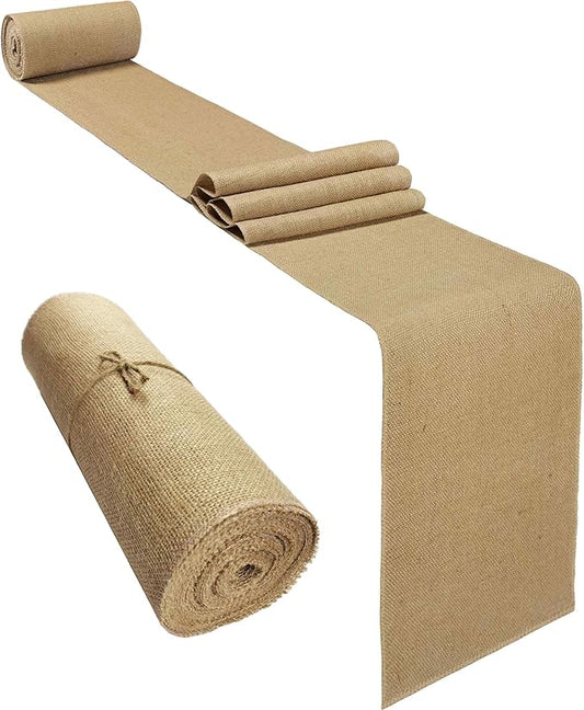 1 Pack 12 inch x 10 Yards Burlap Table Runner, Natural Rustic Jute Table Runners,Burlap Roll for Western Wedding Table Decorations,Farmhouse Style Party,Holiday,Kitchen Coffee Table Decor Cover
