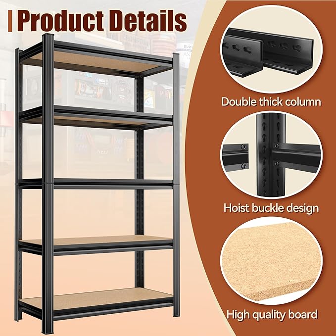 Book Shelf, 5-Tier Heavy Duty Open Bookcase, Freestanding Bookshelf Display Storage Shelves, Tall Bookshelfs For Living Room, Bedroom, Office, Modern Light Brown, 35.4"W*16"D*72"H, Easy Assembly