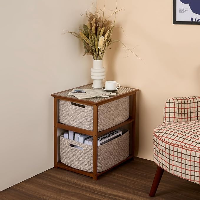 Large Storage Baskets for Shelves, Closet Organizers Bins for Clothes Blanket Towels, Baby Nursery, Toy Baskets Box, Woven Rope Baskets, 17 x 13 x 7.5”, 3 Packs Mixed Brown