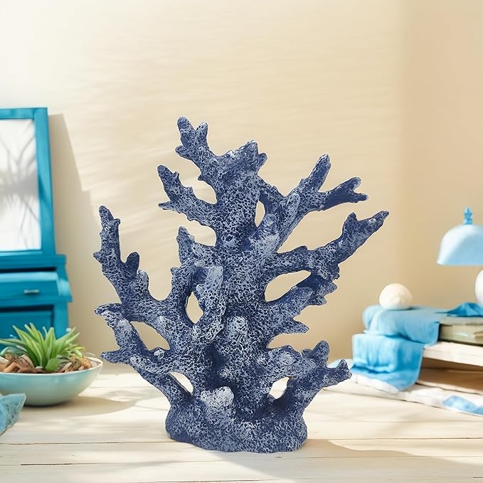 Beach Coastal Decor Coral Reef Home Decor Coral Statue Sculpture Home,Desk,Bathroom,Desktop Shelf Statue,Marine Themed Gifts