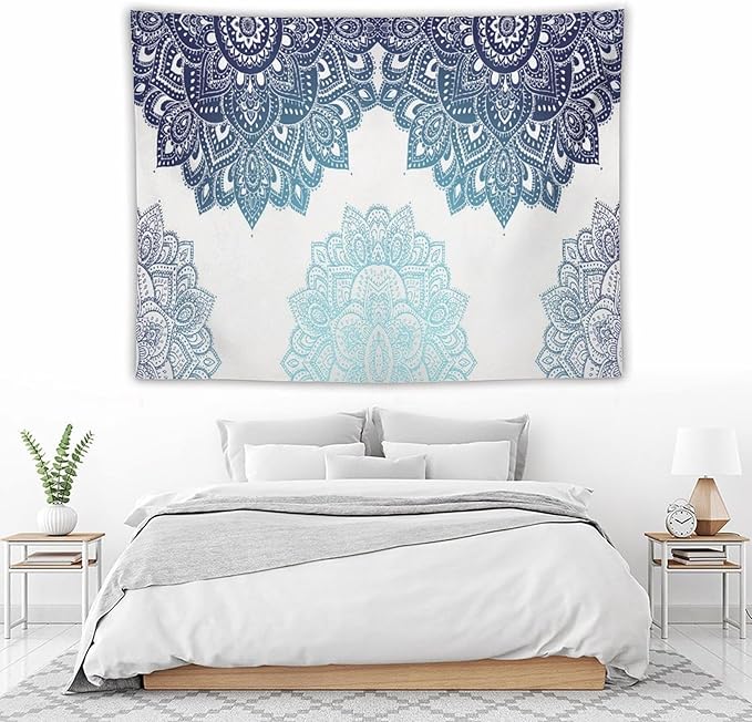 Kurtect Mandala Tapestry,Boho Eastern Geometric Stripe Abstract Design Pattern Print Tapestries for Party Beach Picnic Blankets Tablecloths Living Room Wall Deocr, 60x80 in