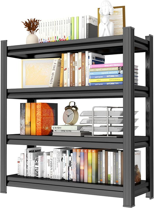 Book Shelf Industrial 4-Tier Bookshelfs Black, Adjustable Wide Storage, Easy to Assemble for Office (44" H * 39.3" W * 13.7" D)