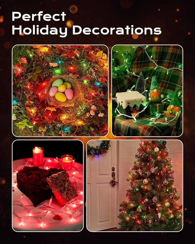 Brightown Clear Christmas String Lights, 200-Count 50ft Incandescent Bulb Mini Lights for Indoor Holiday Decor, Christmas Tree Garland Wedding Party Multi-Use Festival Decoration, Green Wire