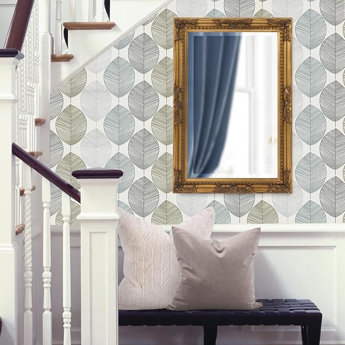 Howard Elliott Queen Ann Rectangular Antique Golf Leaf Wall Mirror, Rectangle Hanging Wood Framed Vanity Mirrors for Home Decor, Living Room, Bathroom, Bedroom, or Hallway, 24 x 36 Inch