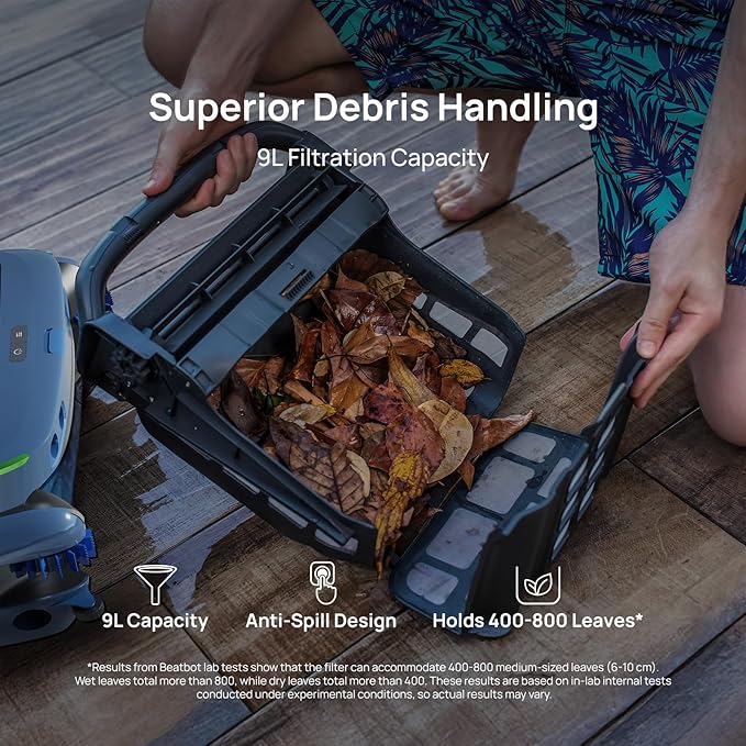 (2025 Upgrade) Beatbot iSkim Ultra 24/7 Cleaning Solar Powered Pool Skimmer with Water Clarification System & APP Control, Voice Broadcast, Dual Charging Options, Edge & Corner Cleaning, Blue