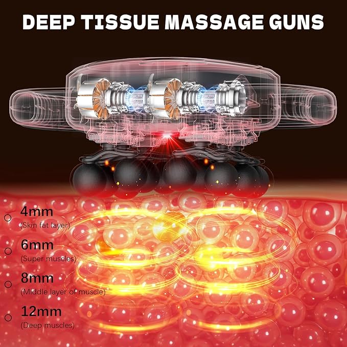 AdamPark 12-Head Massage Gun Set, Deep Tissue Muscle Massagers Tools Electric Percussion Massagers with 9 Modes Quiet Massager for Back Pain Full Body Muscle Pain Relief, Ideal Gifts for Women, Men