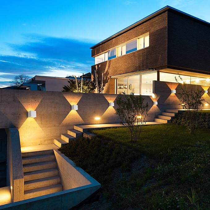 12W 4Pack Outdoor Wall Lights Exterior/Interior,LED White Outdoor Wall Sconces Light Fixtures Modern,IP65 Waterproof Porch Wall Mounted Lighting Outside,Wall Lamps for Garden Patio Park