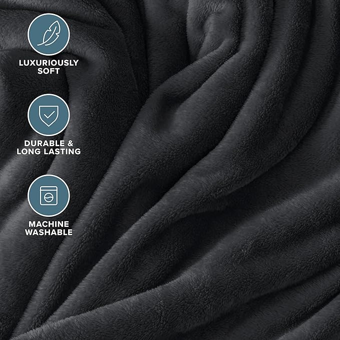 Bare Home Fleece Blanket - Twin/Twin Extra Long - Ultra-Soft Lightweight for Bed, Sofa, and Couch - Luxury Microplush - Cozy Warm Blanket (Twin/Twin XL, Black)