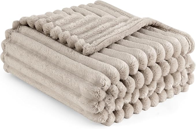 Bedsure GentleSoft Throw Blanket for Couch - Cozy Soft Blankets for Women, Cute Small Fleece Throws for Girls, Linen, 50x70 Inches