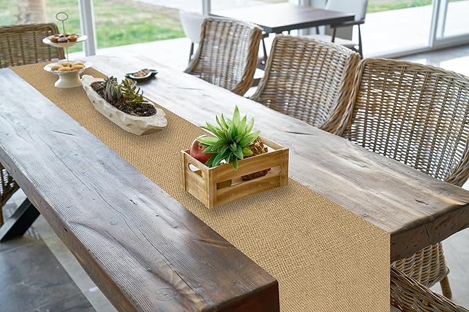 10 Pack Natural Burlap Table Runners,12 x 72 Inch Rustic Jute Table Runner and Placemats Bulk for Western Wedding Table Decorations,Farmhouse Style Party,Holiday,Kitchen Table Decor