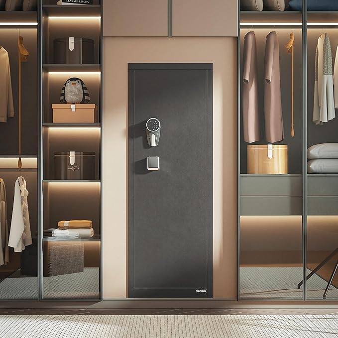 VEVOR 8-10 Gun Safe, Long Gun Cabinet for Rifles and Pistols, Quick Access Fireproof Rifle Safe with 3 Pistol Pockets and Adjustable Racks, Large Digital Cabinet with Fingerprint and Password Lock