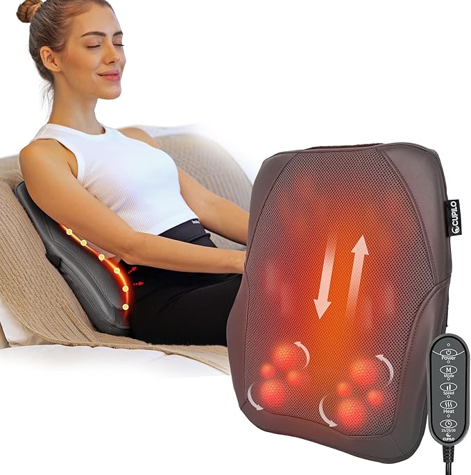 Shiatsu Low Back Massager - Gift for Women,Men, 3D Kneading Massage Pillow for Pain Relief,Rolling Massager for Home Office