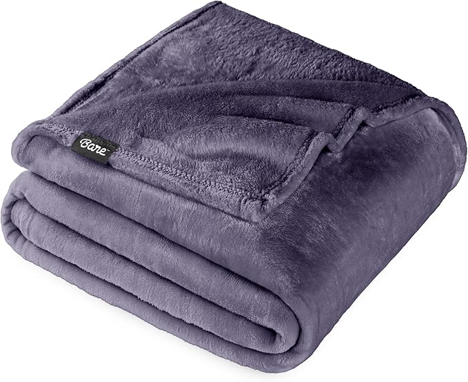 Bare Home Fleece Blanket - Full/Queen - Ultra-Soft Lightweight for Bed, Sofa, and Couch - Luxury Microplush - Cozy Warm Blanket (Full/Queen, Dusty Purple)