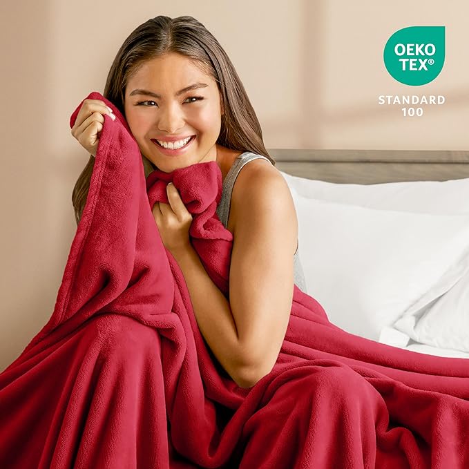 Bare Home Fleece Blanket - Twin/Twin Extra Long - Ultra-Soft Lightweight for Bed, Sofa, and Couch - Luxury Microplush - Cozy Warm Blanket (Twin/Twin XL, Red)