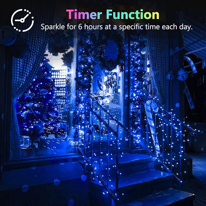 4 Pack 20FT 60LED Battery Operated Fairy Lights with Timer, Waterproof Battery String Lights Outdoor Indoor, Battery Twinkle Light for Bedroom Wedding Birthday Party Chirstmas (Blue)