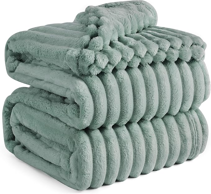 Bedsure GentleSoft Blankets Queen Size for Bed - Cozy Soft Blankets for Women, Cute Large Fleece Throws for Girls, Sage Green, 90x90 Inches
