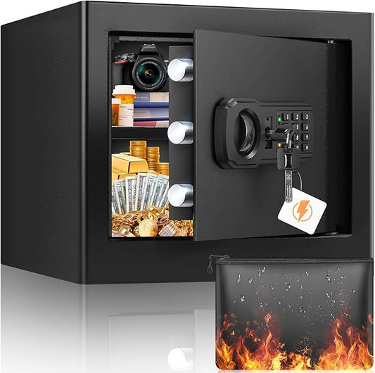 1.2 Cu ft Fireproof Safe Box for Home Use, Fire Safe with Fireproof Document Bag, Digital Security Safe with Combination Lock, Home Safes Fireproof Waterproof for Money Jewelry Medicine Documents