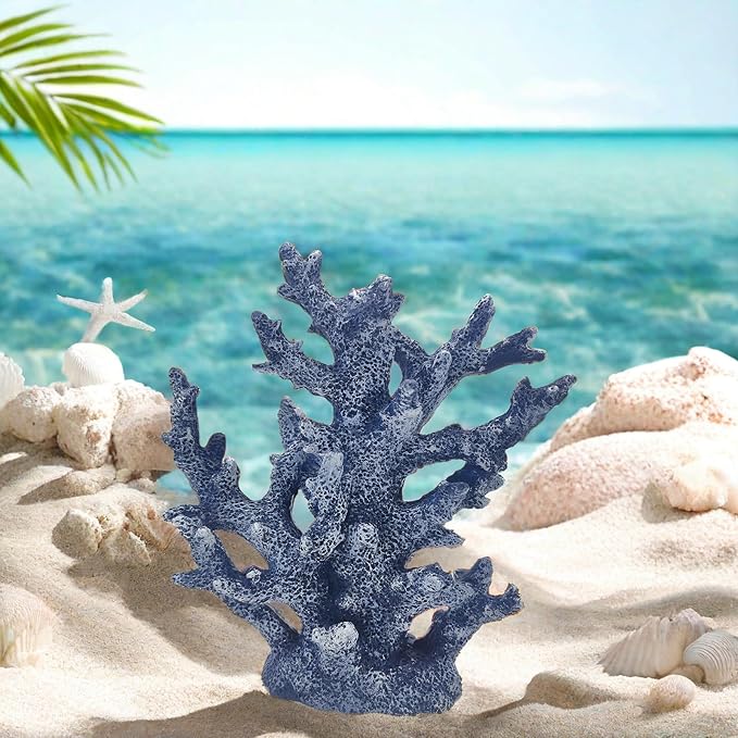 Beach Coastal Decor Coral Reef Home Decor Coral Statue Sculpture Home,Desk,Bathroom,Desktop Shelf Statue,Marine Themed Gifts