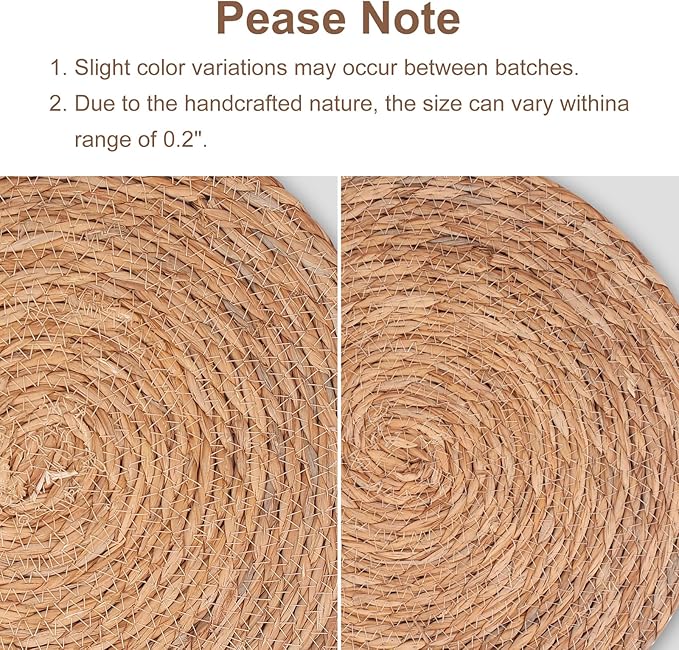 10 Pack 13 in Round Woven Placemats Plate Chargers,Rattan Wicker Table Mats Jute Braided Chargers for Dinner Plates，Boho Farmhouse Rustic Woven Place Mats for Dining Table Decor