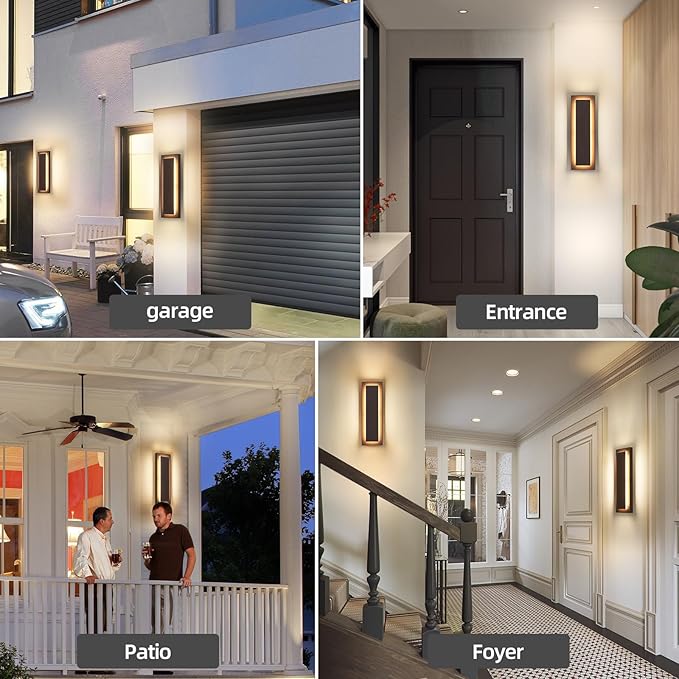 15.7 Inches Brown Modern Outdoor Wall Lights,Long Exterior Lighting Fixtures,Led Sconces Indoor,Long Wall Sconce,Porch Patio Front Door Wall Light Fixture,Waterproof 3000K 12W 1 Pack