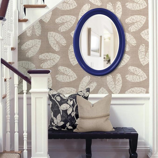 Howard Elliott George Oval Glossy Navy Wall Mirror, Oval Bevelled Hanging Wood Framed Vanity Mirrors for Home Decor, Living Room, Bathroom, Bedroom, or Hallway, 25 x 33 Inch